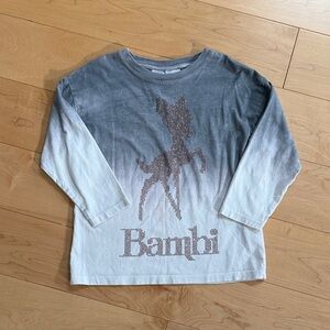 Disney Bambi Ombre Long Sleeve Tee - Gray and White